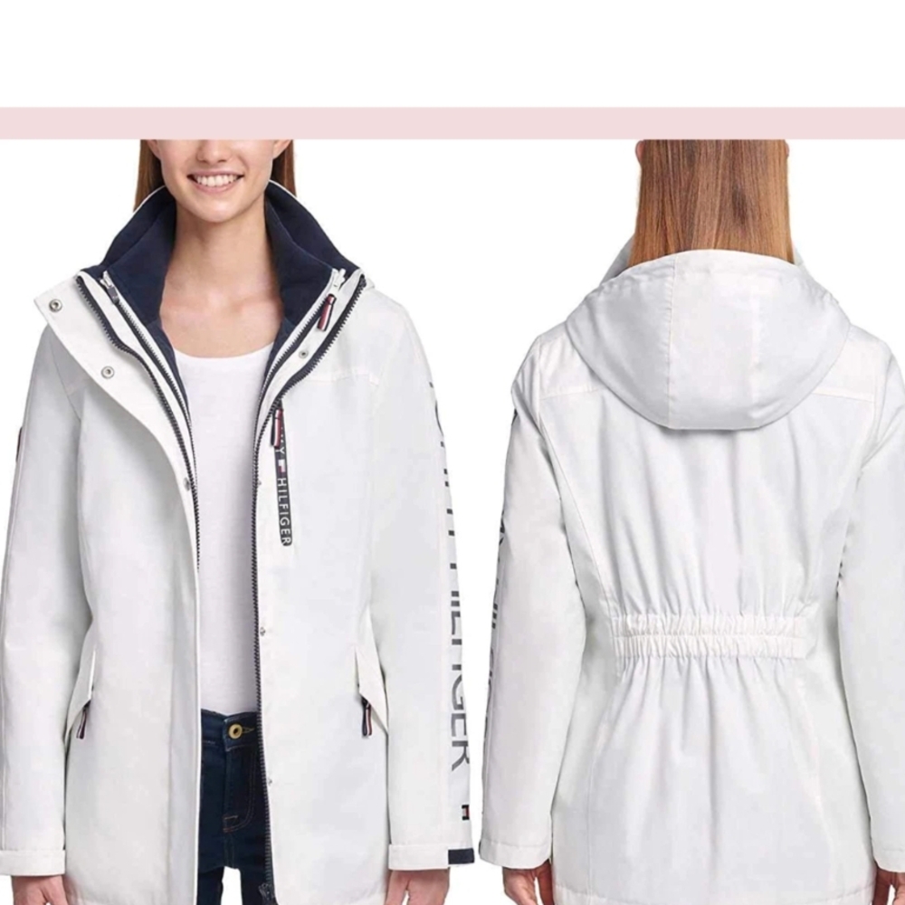 Tommy Hilfiger Women’s 3-in-1 All Weather Hooded Lined Jacket White Size Small